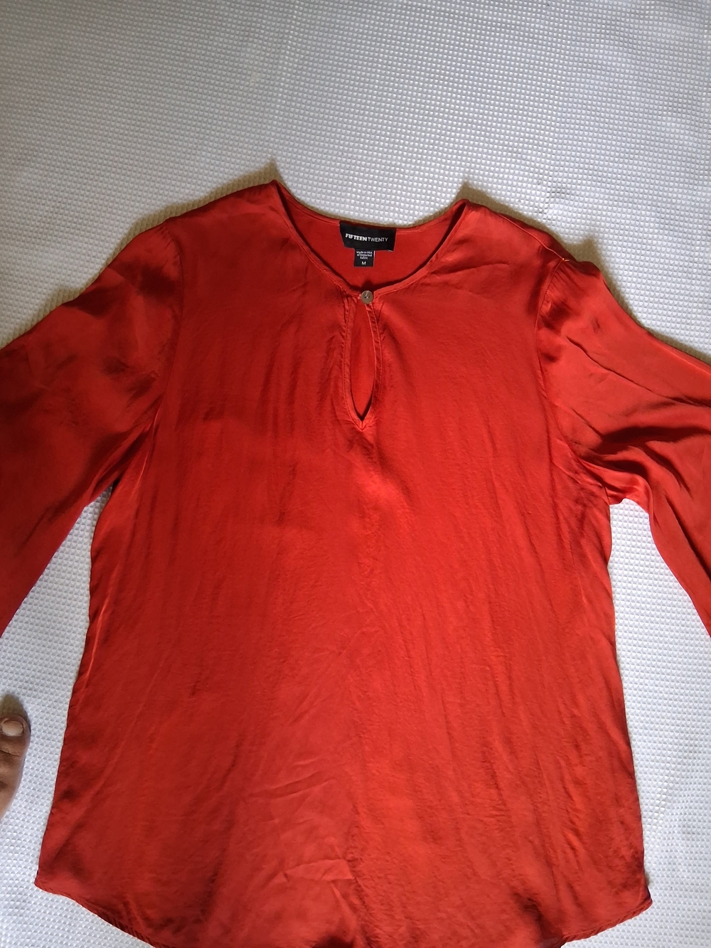 Fifteen Twenty Vibrant Red Long-Sleeve Keyhole Top